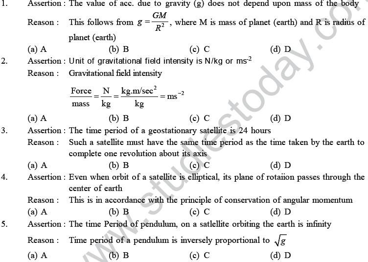 NEET UG Physics Gravitational MCQs, Multiple Choice Questions